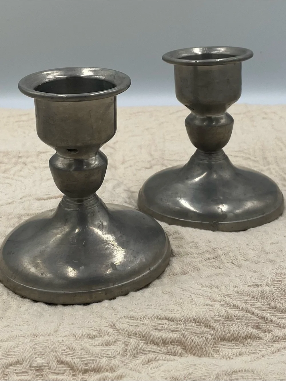 Vintage Pewter Candle Holders - Set of 2
